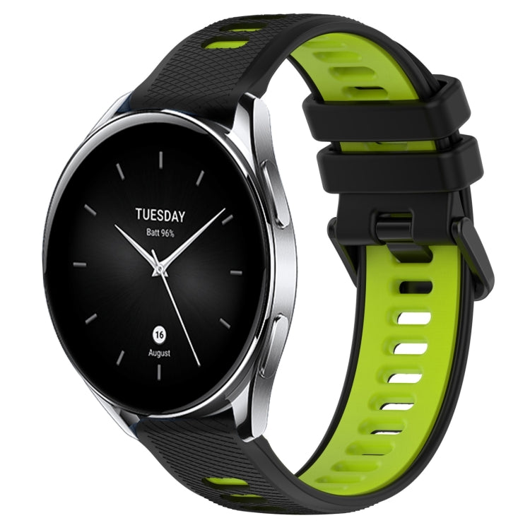 For Xiaomi Watch S2 46mm 22mm Sports Two-Color Silicone Watch Band(Black+Green) - Smart Wear by PMC TechLife | Online Shopping South Africa | PMC TechLife