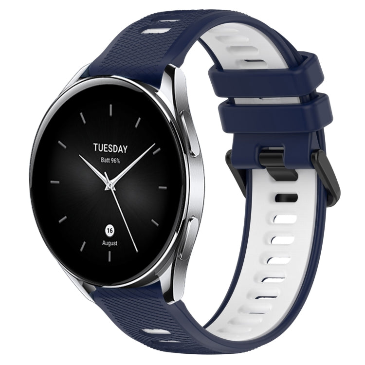 For Xiaomi Watch S2 46mm 22mm Sports Two-Color Silicone Watch Band(Midnight Blue+White) - Smart Wear by PMC TechLife | Online Shopping South Africa | PMC TechLife