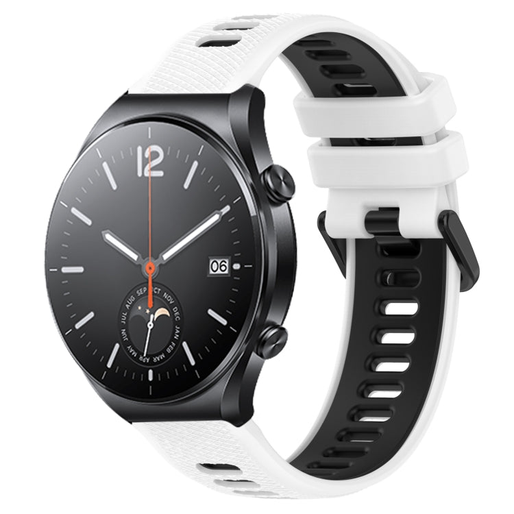 For Xiaomi MI Watch S1 22mm Sports Two-Color Silicone Watch Band(White+Black) - Smart Wear by PMC TechLife | Online Shopping South Africa | PMC TechLife