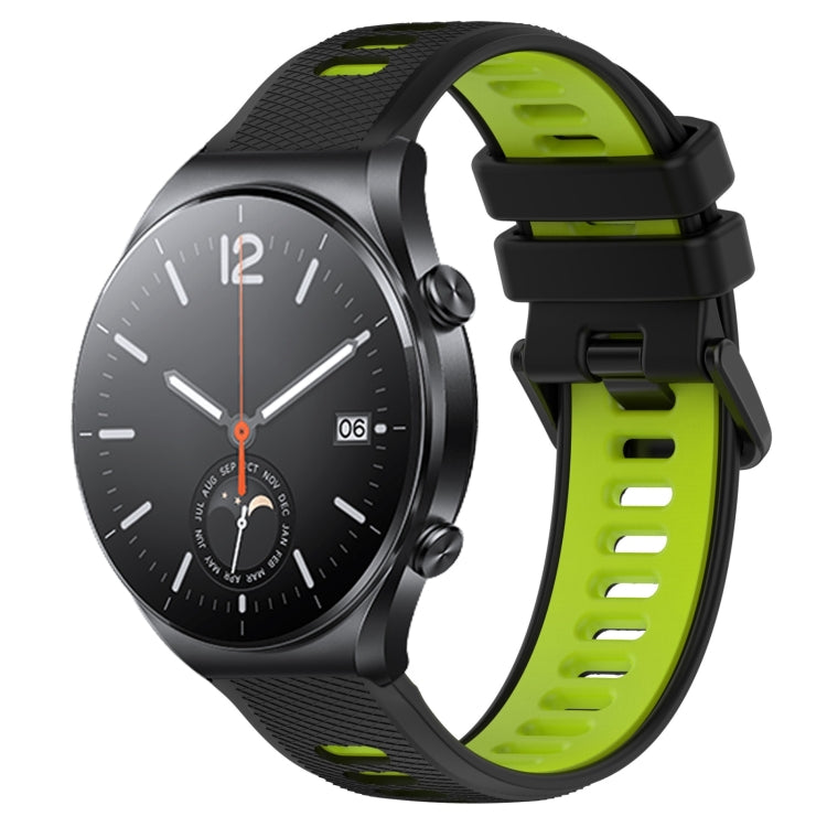 For Xiaomi MI Watch S1 22mm Sports Two-Color Silicone Watch Band(Black+Green) - Smart Wear by PMC TechLife | Online Shopping South Africa | PMC TechLife