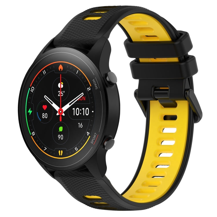 For Xiaomi MI Watch S1 Pro 22mm Sports Two-Color Silicone Watch Band(Black+Yellow) - Watch Bands by PMC TechLife | Online Shopping South Africa | PMC TechLife