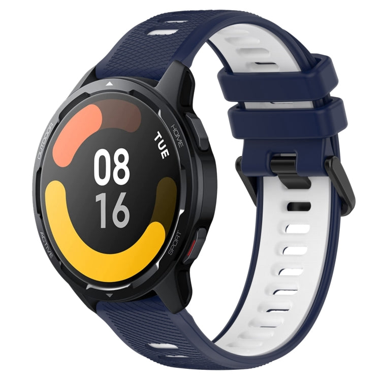 For Xiaomi Watch S1 Active 22mm Sports Two-Color Silicone Watch Band(Midnight Blue+White) - Smart Wear by PMC TechLife | Online Shopping South Africa | PMC TechLife