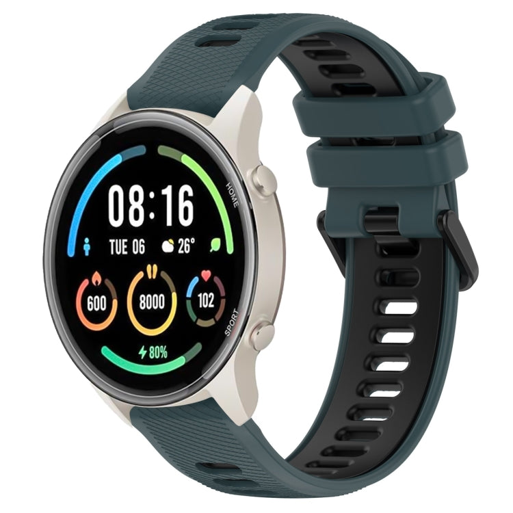 For Xiaomi MI Watch Sport 22mm Sports Two-Color Silicone Watch Band(Olive Green+Black) - Smart Wear by PMC TechLife | Online Shopping South Africa | PMC TechLife