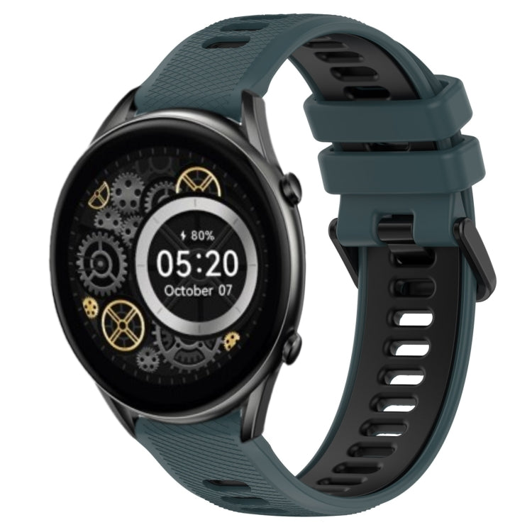 For Xiaomi Haylou RT2 LS10 22mm Sports Two-Color Silicone Watch Band(Olive Green+Black) - Smart Wear by PMC TechLife | Online Shopping South Africa | PMC TechLife