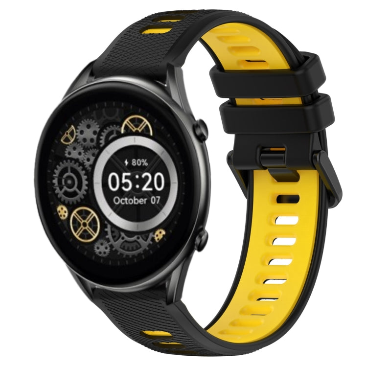 For Xiaomi Haylou RT2 LS10 22mm Sports Two-Color Silicone Watch Band(Black+Yellow) -  by PMC TechLife | Online Shopping South Africa | PMC TechLife