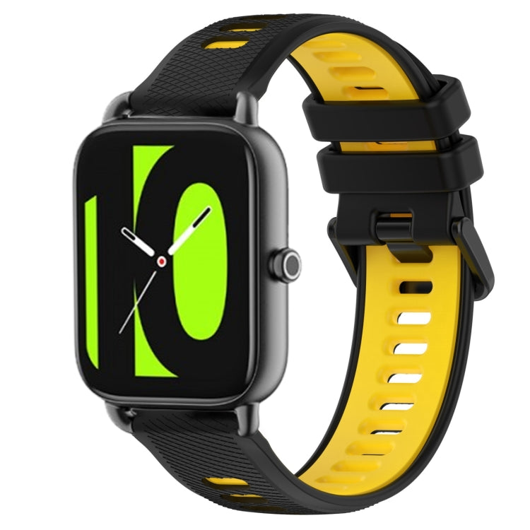For  Xiaomi Haylou RS4 LS12 22mm Sports Two-Color Silicone Watch Band(Black+Yellow) - Smart Wear by PMC TechLife | Online Shopping South Africa | PMC TechLife