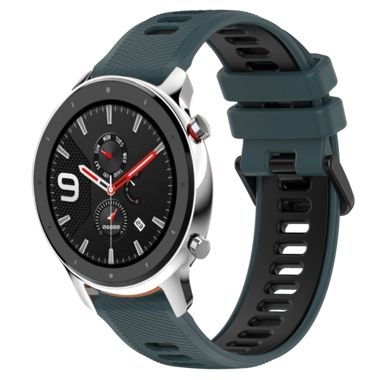 For Amazfit GTR 4 22MM Sports Two-Color Silicone Watch Band(Olive Green + Black) -  by PMC TechLife | Online Shopping South Africa | PMC TechLife