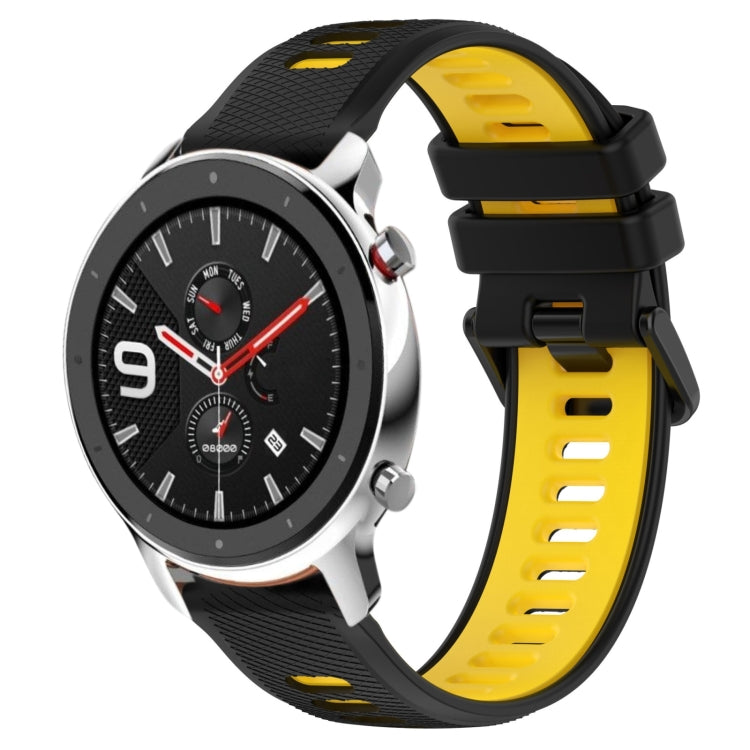 For Amazfit GTR 4 22MM Sports Two-Color Silicone Watch Band(Black+Yellow) -  by PMC TechLife | Online Shopping South Africa | PMC TechLife
