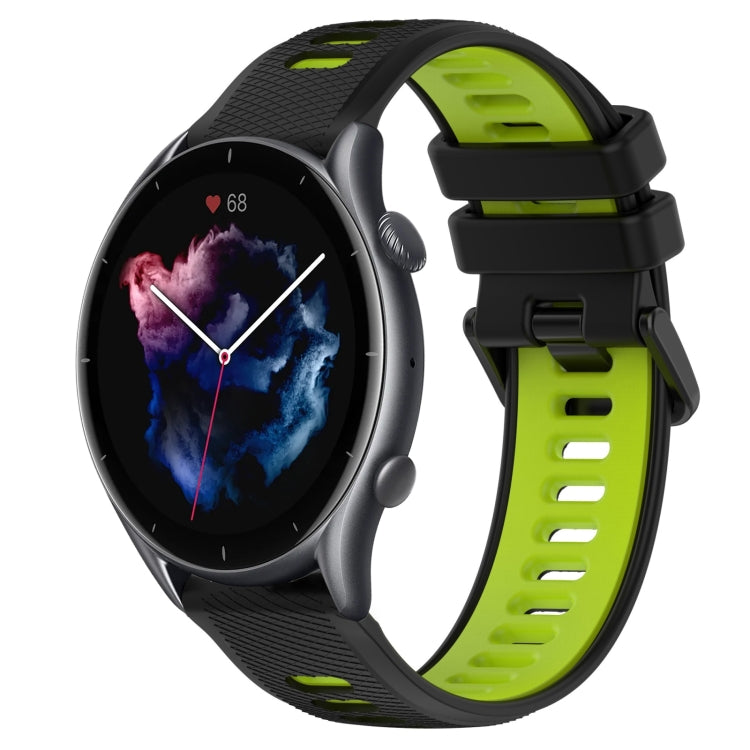 For Amazfit GTR 3 22MM Sports Two-Color Silicone Watch Band(Black+Green) -  by PMC TechLife | Online Shopping South Africa | PMC TechLife