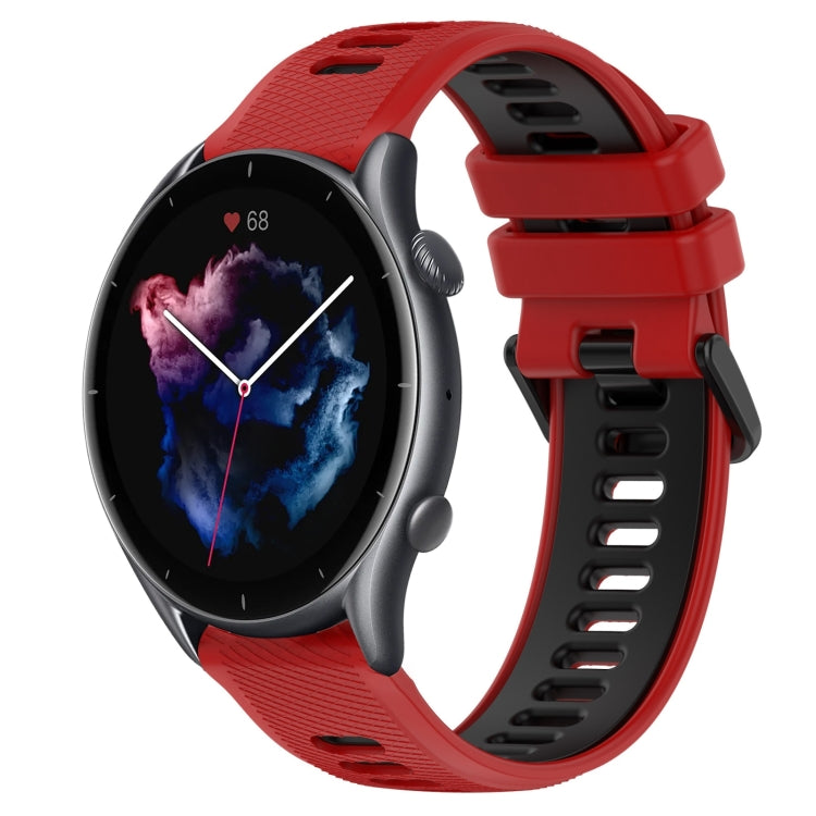 For Amazfit GTR 3 22MM Sports Two-Color Silicone Watch Band(Red+Black) -  by PMC TechLife | Online Shopping South Africa | PMC TechLife
