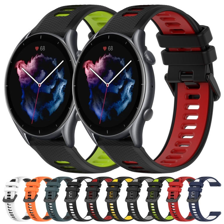 For Amazfit GTR 3 22MM Sports Two-Color Silicone Watch Band(Black+White) -  by PMC TechLife | Online Shopping South Africa | PMC TechLife
