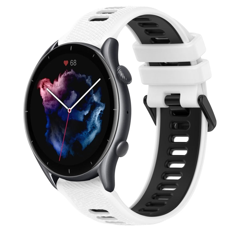 For Amazfit GTR 3 Pro 22MM Sports Two-Color Silicone Watch Band(White+Black) -  by PMC TechLife | Online Shopping South Africa | PMC TechLife