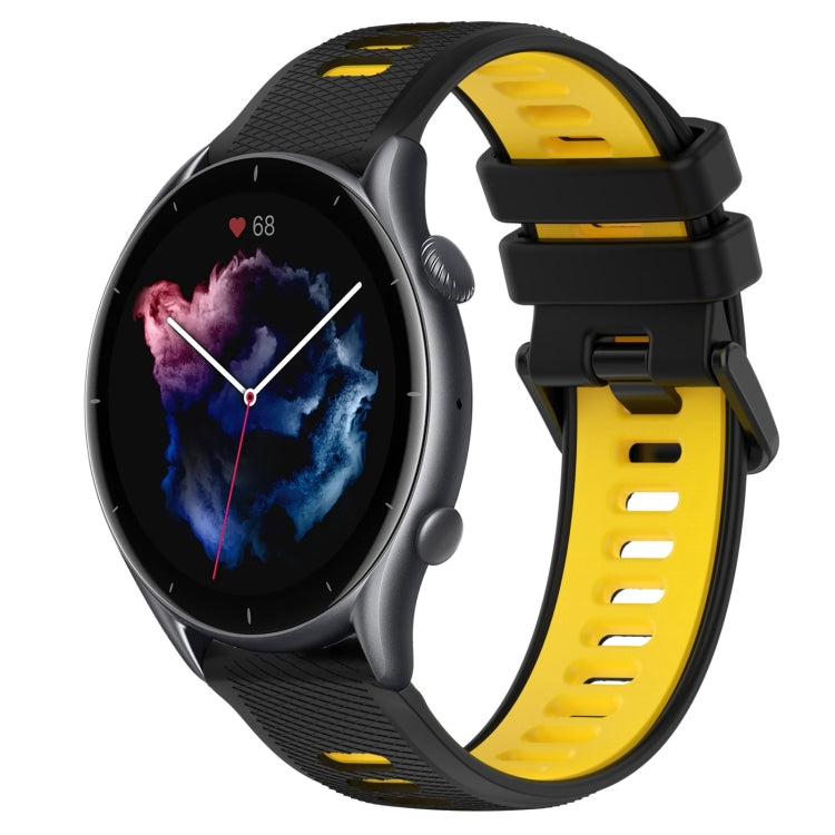 For Amazfit GTR 3 Pro 22MM Sports Two-Color Silicone Watch Band(Black+Yellow) -  by PMC TechLife | Online Shopping South Africa | PMC TechLife