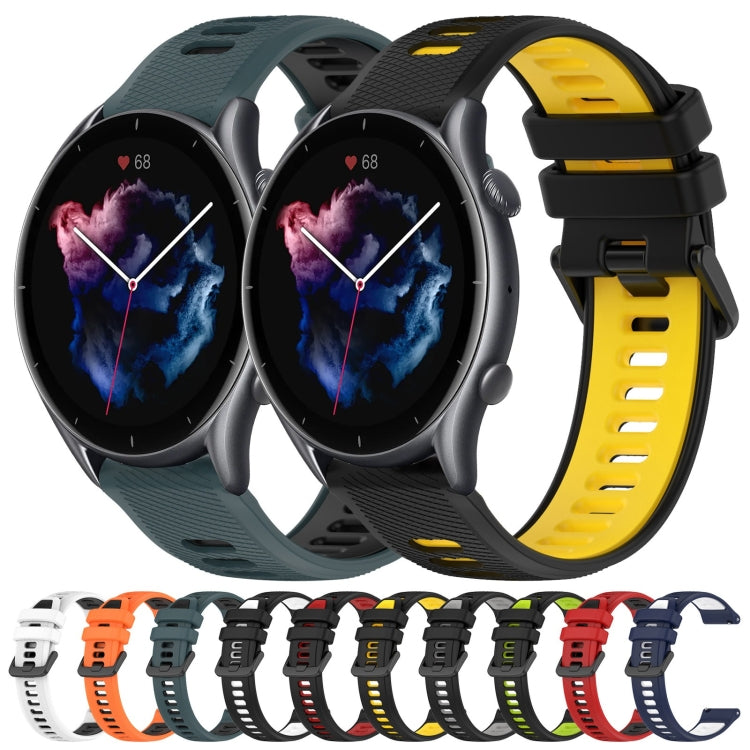 For Amazfit GTR 3 Pro 22MM Sports Two-Color Silicone Watch Band(White+Black) -  by PMC TechLife | Online Shopping South Africa | PMC TechLife