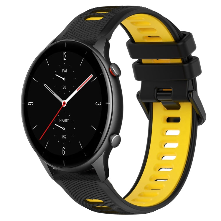 For Amazfit GTR 2e 22MM Sports Two-Color Silicone Watch Band(Black+Yellow) -  by PMC TechLife | Online Shopping South Africa | PMC TechLife