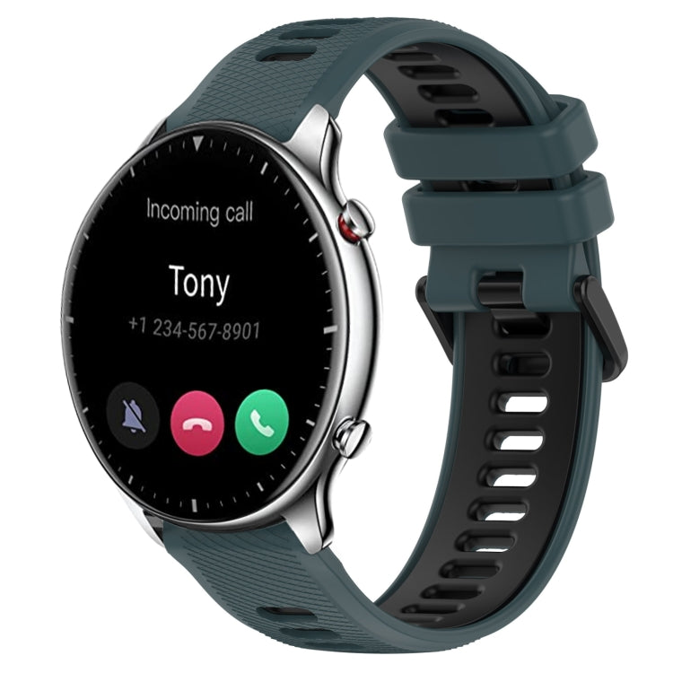 For Amazfit GTR 2 22MM Sports Two-Color Silicone Watch Band(Olive Green + Black) -  by PMC TechLife | Online Shopping South Africa | PMC TechLife
