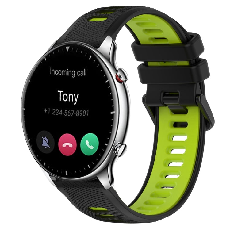 For Amazfit GTR 2 22MM Sports Two-Color Silicone Watch Band(Black+Green) -  by PMC TechLife | Online Shopping South Africa | PMC TechLife
