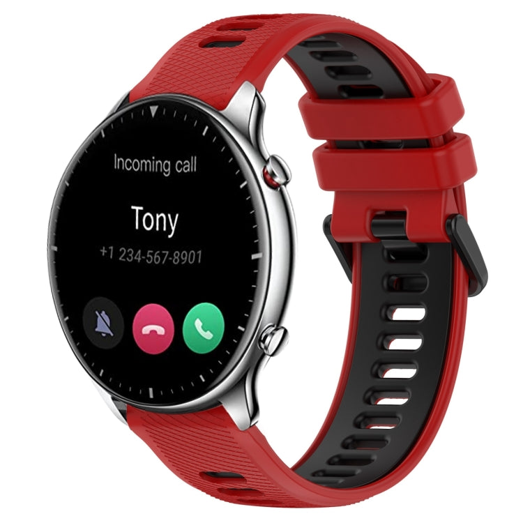 For Amazfit GTR 2 22MM Sports Two-Color Silicone Watch Band(Red+Black) - Smart Wear by PMC TechLife | Online Shopping South Africa | PMC TechLife