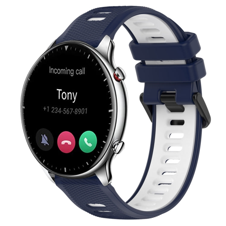 For Amazfit GTR 2 22MM Sports Two-Color Silicone Watch Band(Midnight Blue+White) -  by PMC TechLife | Online Shopping South Africa | PMC TechLife