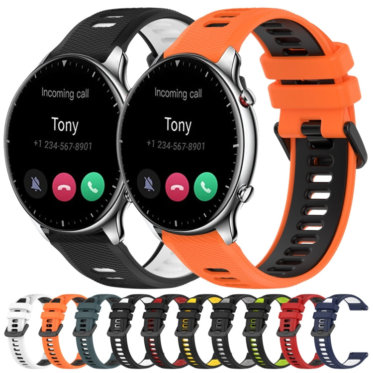 For Amazfit GTR 2 22MM Sports Two-Color Silicone Watch Band(Orange+Black) - Smart Wear by PMC TechLife | Online Shopping South Africa | PMC TechLife