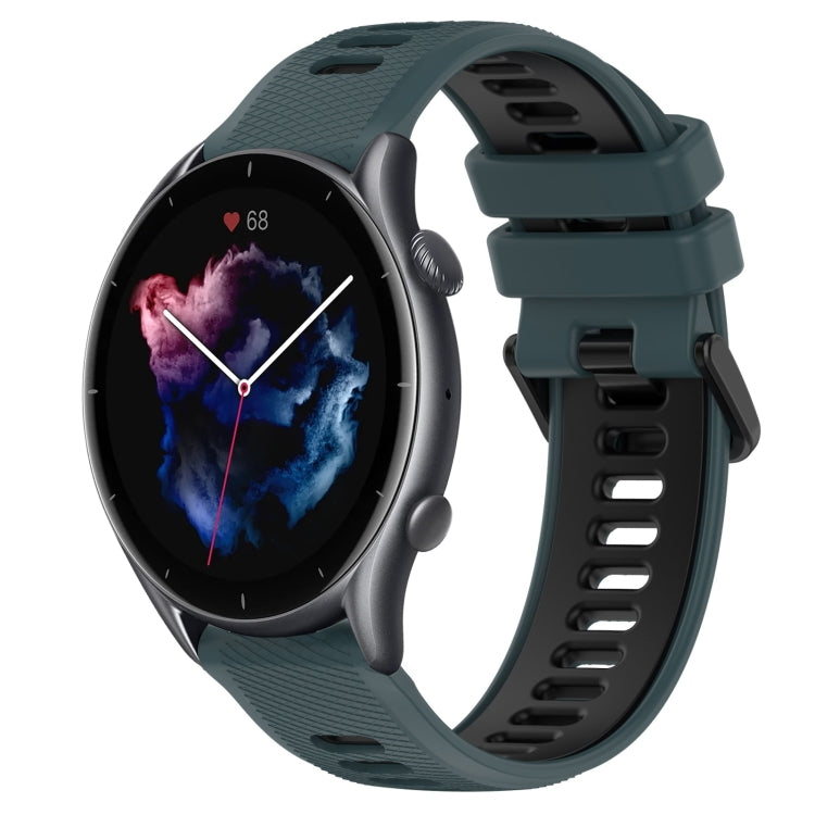 For Amazfit 3 22MM Sports Two-Color Silicone Watch Band(Olive Green + Black) -  by PMC TechLife | Online Shopping South Africa | PMC TechLife