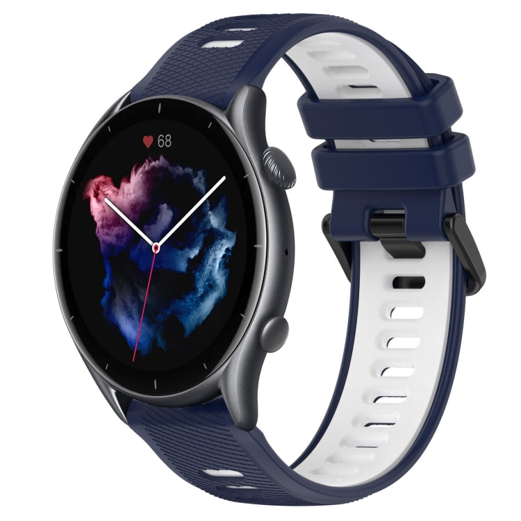 For Amazfit 3 22MM Sports Two-Color Silicone Watch Band(Midnight Blue+White) - Smart Wear by PMC TechLife | Online Shopping South Africa | PMC TechLife