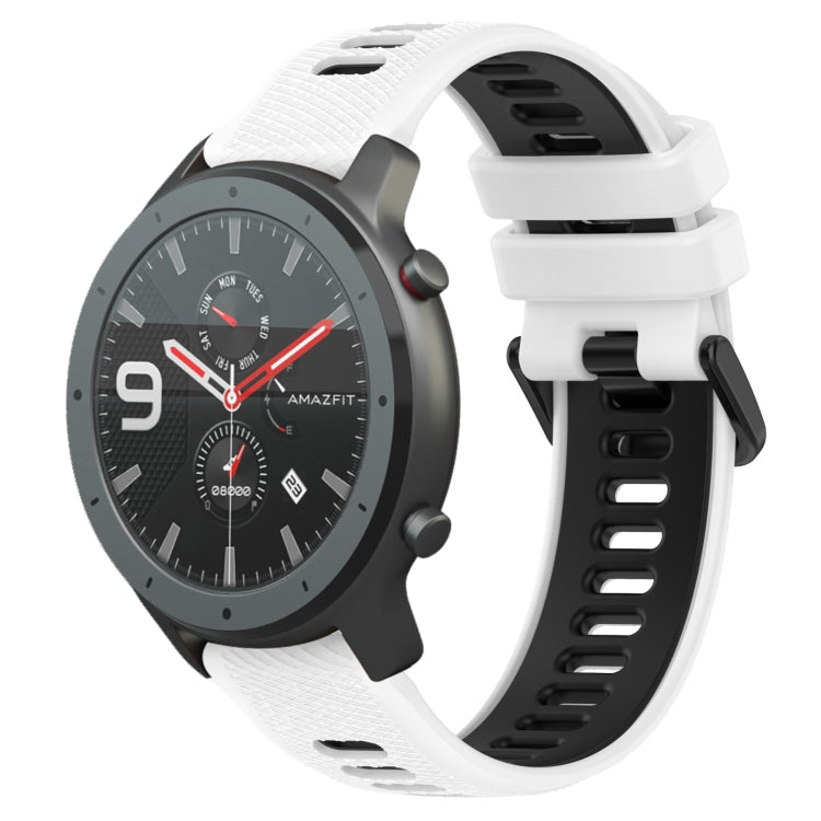 For Amazfit GTR 47mm 22MM Sports Two-Color Silicone Watch Band(White+Black) - Smart Wear by PMC TechLife | Online Shopping South Africa | PMC TechLife