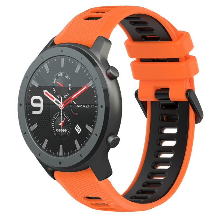 For Amazfit GTR 47mm 22MM Sports Two-Color Silicone Watch Band(Orange+Black) -  by PMC TechLife | Online Shopping South Africa | PMC TechLife