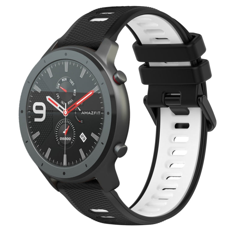 For Amazfit GTR 47mm 22MM Sports Two-Color Silicone Watch Band(Black+White) -  by PMC TechLife | Online Shopping South Africa | PMC TechLife