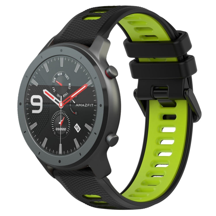 For Amazfit GTR 47mm 22MM Sports Two-Color Silicone Watch Band(Black+Green) -  by PMC TechLife | Online Shopping South Africa | PMC TechLife