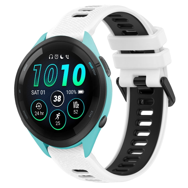 For Garmin Forerunner 265 22mm Sports Two-Color Silicone Watch Band(White+Black) - Smart Wear by PMC TechLife | Online Shopping South Africa | PMC TechLife