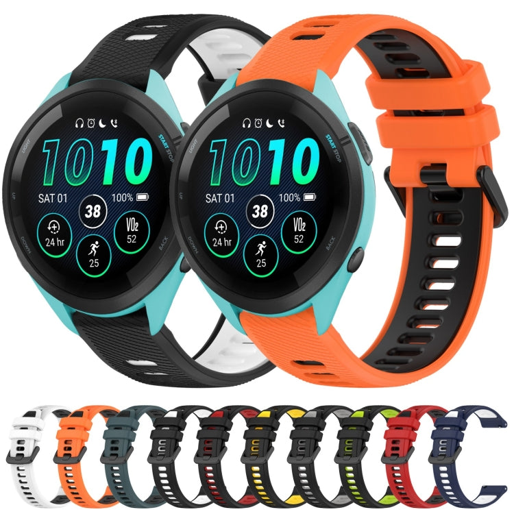 For Garmin Forerunner 255 22mm Sports Two-Color Silicone Watch Band(White+Black) - Smart Wear by PMC TechLife | Online Shopping South Africa | PMC TechLife