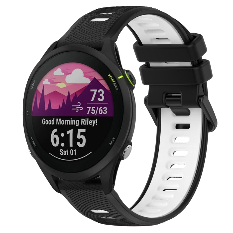 For Garmin Forerunner 255 22mm Sports Two-Color Silicone Watch Band(Black+White) - Smart Wear by PMC TechLife | Online Shopping South Africa | PMC TechLife