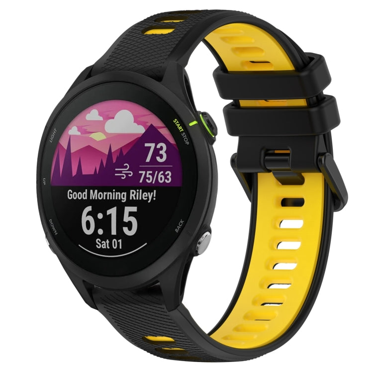 For Garmin Forerunner 255 22mm Sports Two-Color Silicone Watch Band(Black+Yellow) - Smart Wear by PMC TechLife | Online Shopping South Africa | PMC TechLife