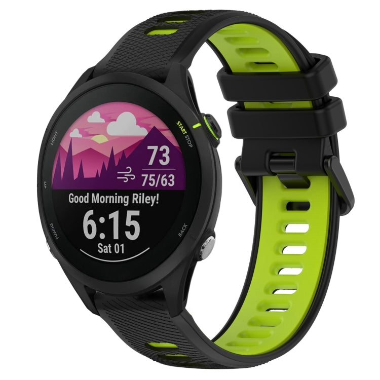 For Garmin Forerunner 255 22mm Sports Two-Color Silicone Watch Band(Black+Green) - Smart Wear by PMC TechLife | Online Shopping South Africa | PMC TechLife