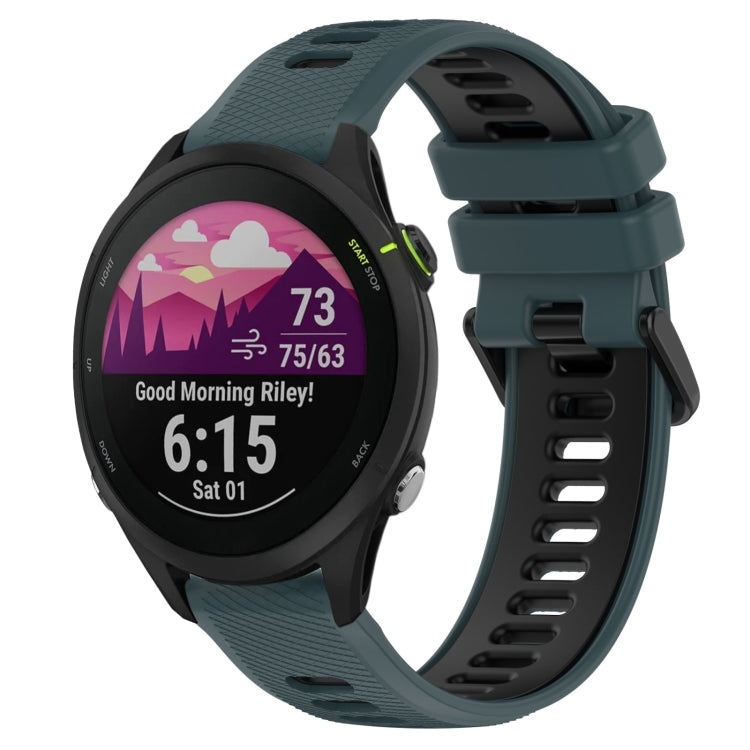 For Garmin Forerunner 255 Music 22mm Sports Two-Color Silicone Watch Band(Olive Green+Black) -  by PMC TechLife | Online Shopping South Africa | PMC TechLife