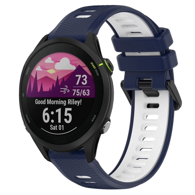 For Garmin Forerunner 255 Music 22mm Sports Two-Color Silicone Watch Band(Midnight Blue+White) - Smart Wear by PMC TechLife | Online Shopping South Africa | PMC TechLife