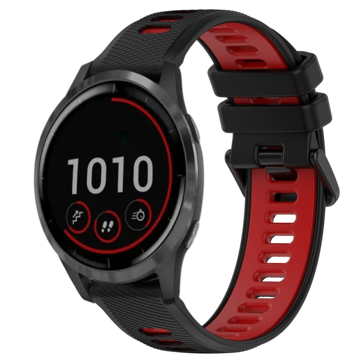 For Garmin Vivoactive 4 22mm Sports Two-Color Silicone Watch Band(Black+Red) -  by PMC TechLife | Online Shopping South Africa | PMC TechLife