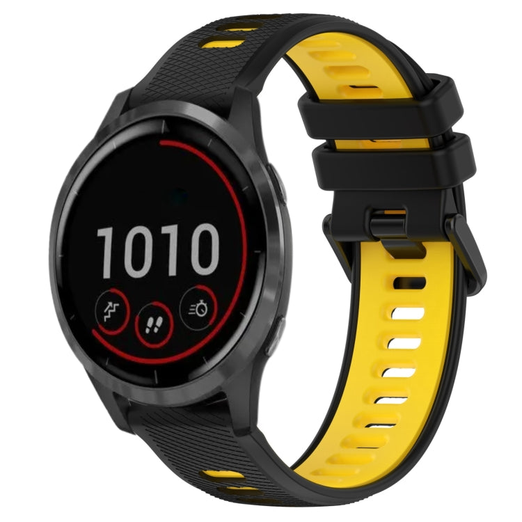 For Garmin Vivoactive 4 22mm Sports Two-Color Silicone Watch Band(Black+Yellow) -  by PMC TechLife | Online Shopping South Africa | PMC TechLife