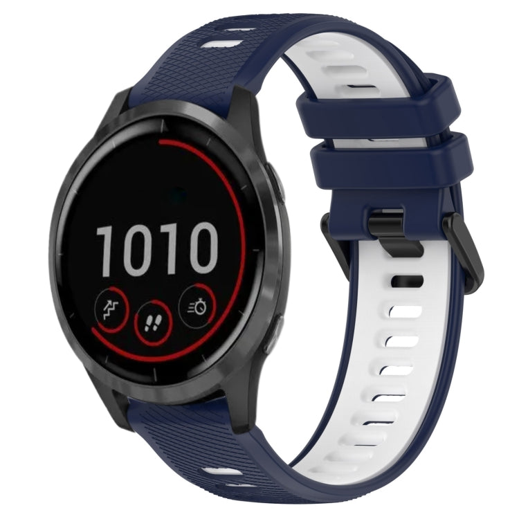 For Garmin Vivoactive 4 22mm Sports Two-Color Silicone Watch Band(Midnight Blue+White) - Smart Wear by PMC TechLife | Online Shopping South Africa | PMC TechLife