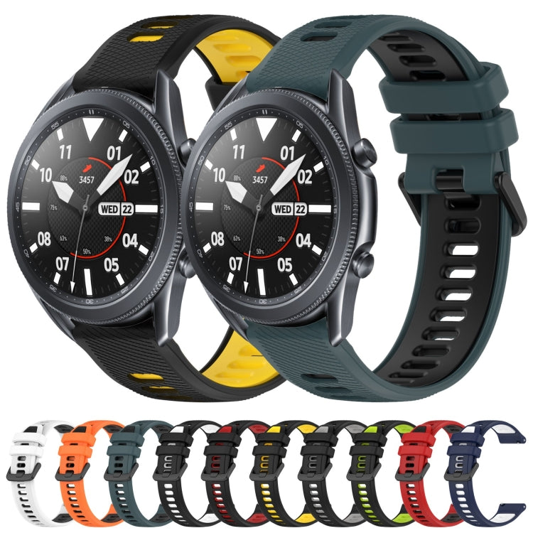 For Samsung Galaxy Watch3 45mm 22mm Sports Two-Color Silicone Watch Band(Black+Green) - Smart Wear by PMC TechLife | Online Shopping South Africa | PMC TechLife
