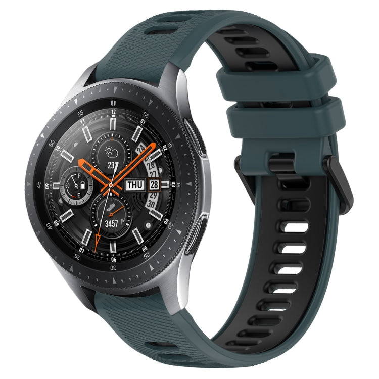 For Samsung Galaxy Watch 46mm 22mm Sports Two-Color Silicone Watch Band(Olive Green+Black) - Smart Wear by PMC TechLife | Online Shopping South Africa | PMC TechLife