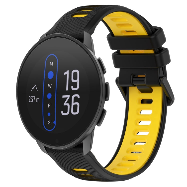 For  SUUNTO 9 Peak 22mm Sports Two-Color Silicone Watch Band(Black+Yellow) - Smart Wear by PMC TechLife | Online Shopping South Africa | PMC TechLife