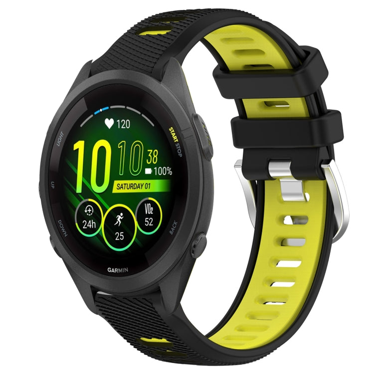 For Garmin Forerunner 265S Music 18mm Sports Two-Color Steel Buckle Silicone Watch Band(Black+Lime Green) -  by PMC TechLife | Online Shopping South Africa | PMC TechLife