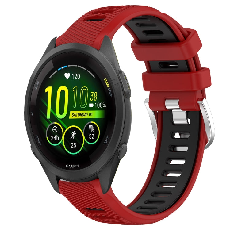 For Garmin Forerunner 265S Music 18mm Sports Two-Color Steel Buckle Silicone Watch Band(Red+Black) - Smart Wear by PMC TechLife | Online Shopping South Africa | PMC TechLife