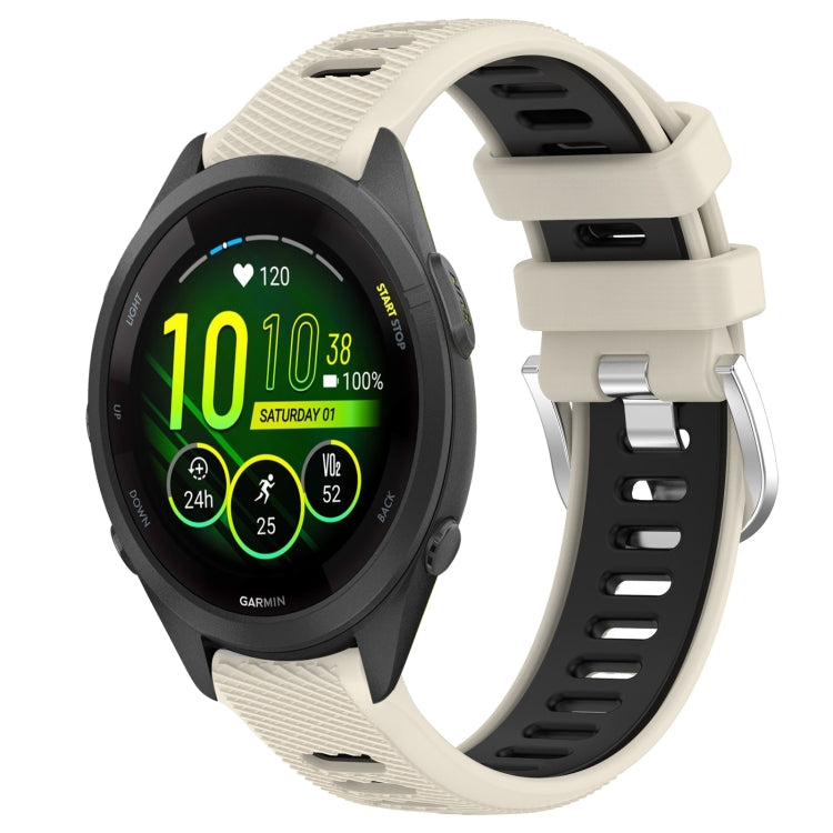 For Garmin Forerunner 265S Music 18mm Sports Two-Color Steel Buckle Silicone Watch Band(Starlight+Black) - Smart Wear by PMC TechLife | Online Shopping South Africa | PMC TechLife