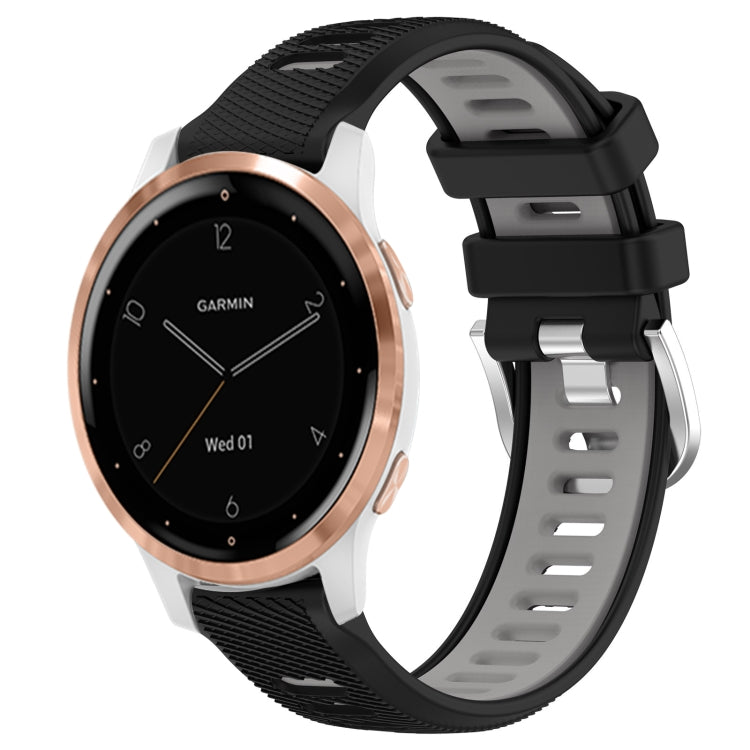 For Garmin Active S 18mm Sports Two-Color Steel Buckle Silicone Watch Band(Black+Grey) -  by PMC TechLife | Online Shopping South Africa | PMC TechLife