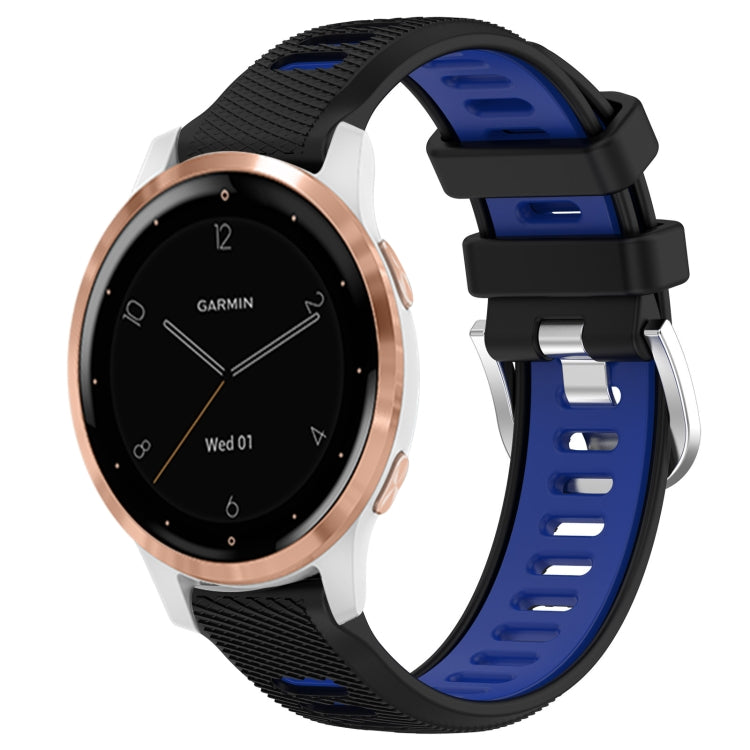 For Garmin Active S 18mm Sports Two-Color Steel Buckle Silicone Watch Band(Black+Blue) -  by PMC TechLife | Online Shopping South Africa | PMC TechLife