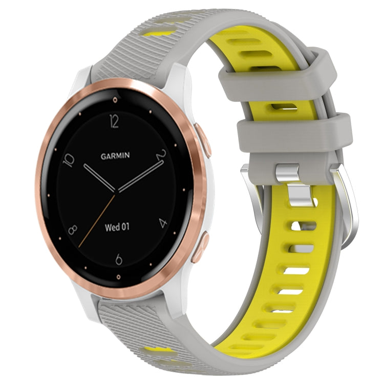 For Garmin Active S 18mm Sports Two-Color Steel Buckle Silicone Watch Band(Grey+Yellow) -  by PMC TechLife | Online Shopping South Africa | PMC TechLife
