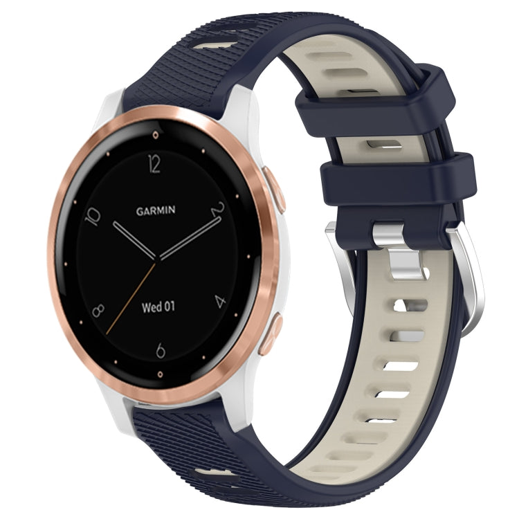 For Garmin Active S 18mm Sports Two-Color Steel Buckle Silicone Watch Band(Midnight Blue+Starlight) - Smart Wear by PMC TechLife | Online Shopping South Africa | PMC TechLife